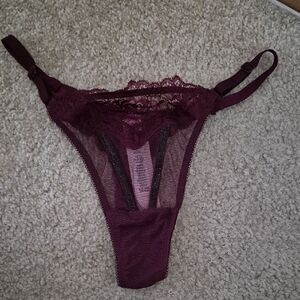 Elegant Lace Burgundy Thong